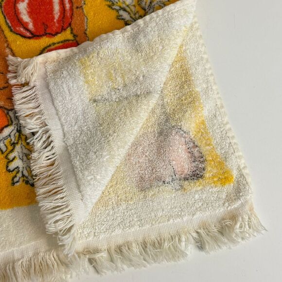 Vintage Yellow Kitchen Vegetables Towel 70s - Picture 5 of 7